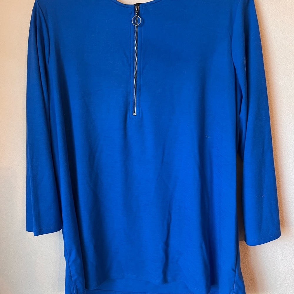 Investments Royal Blue Long Sleeve Top with Zipper